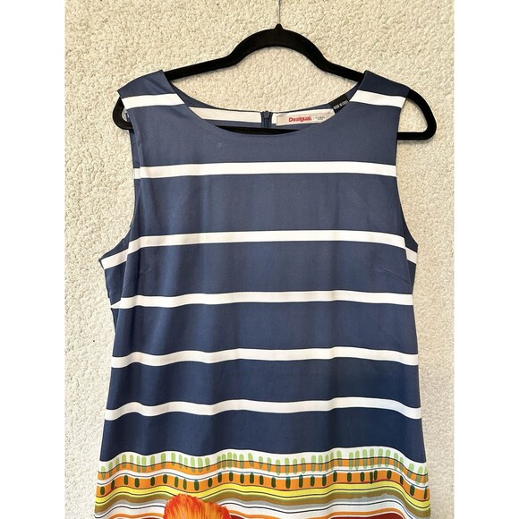 DESIGUAL Women Sleeveless Dress Cotton Blend Hibiscus Size 12/44 - Picture 2 of 11